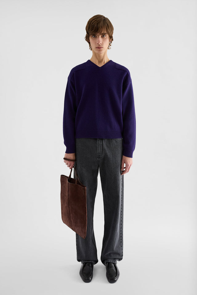Maglione con scollo a V in misto lana
