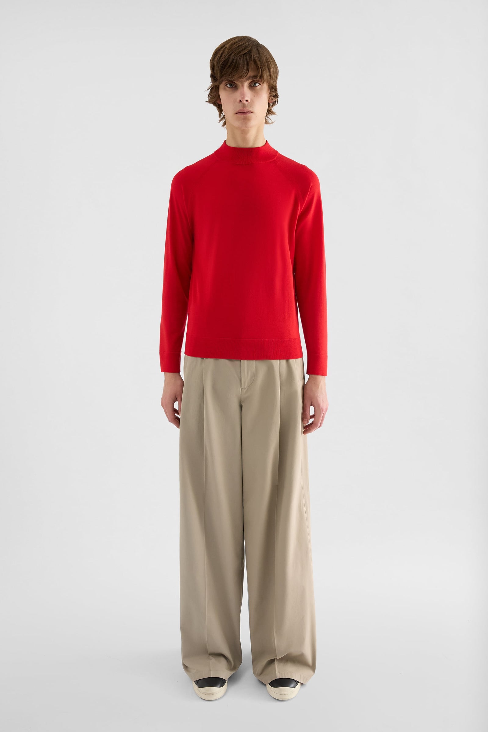Maglione Con Collo Mock In Lana Leggera