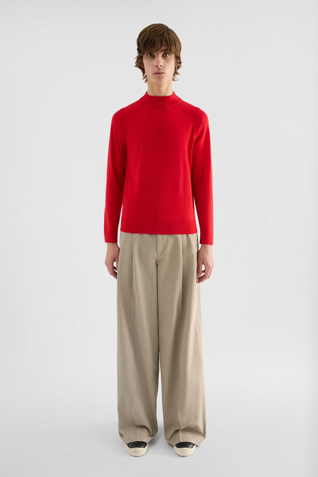 Maglione con collo mock in lana leggera