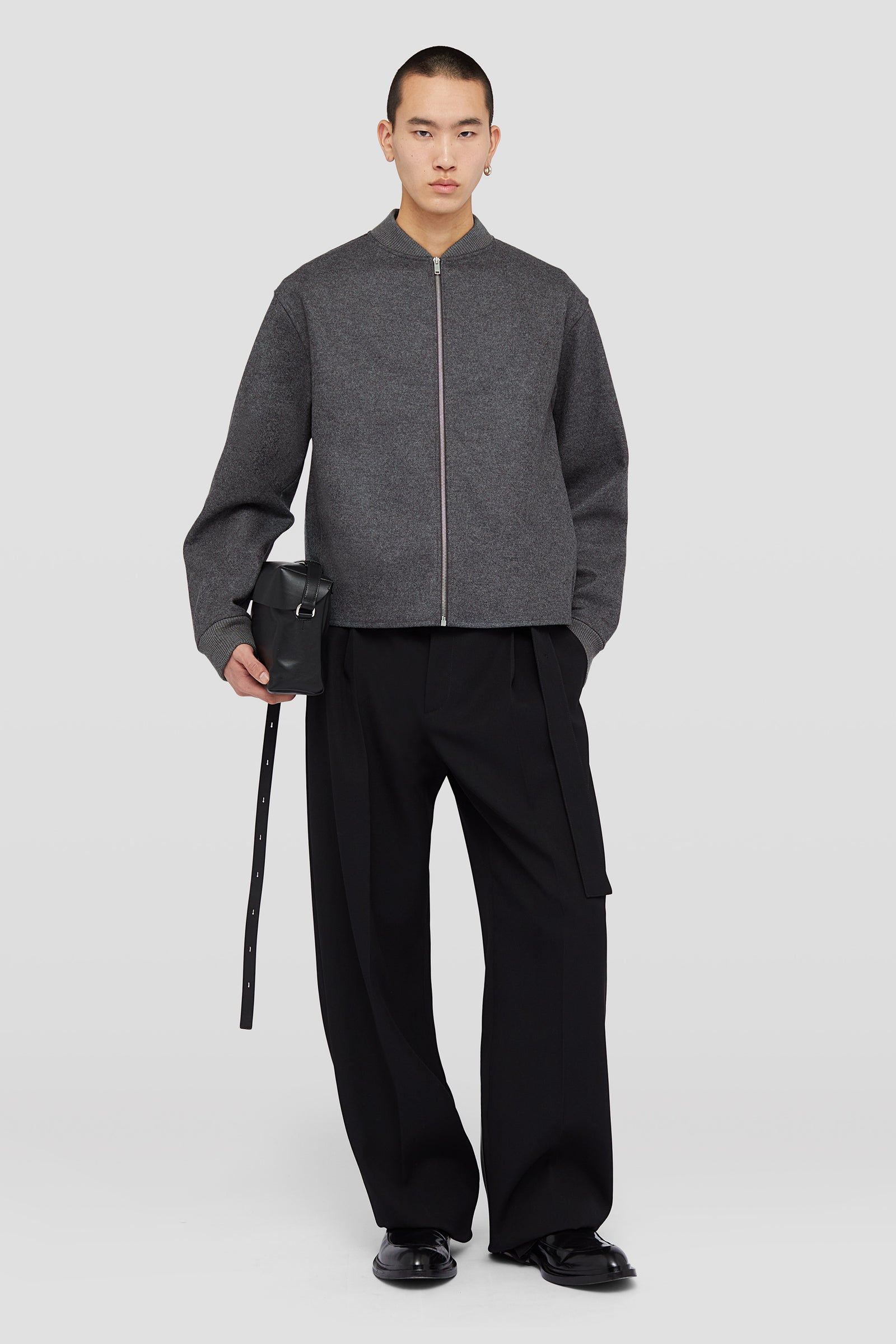 Felpa Con Zip In Lana Melton