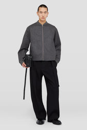 Felpa con zip in lana melton