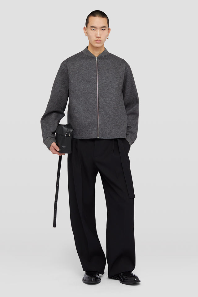 Felpa con zip in lana melton