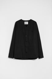 Camicia Con Scollo A V In Popeline Di Cotone