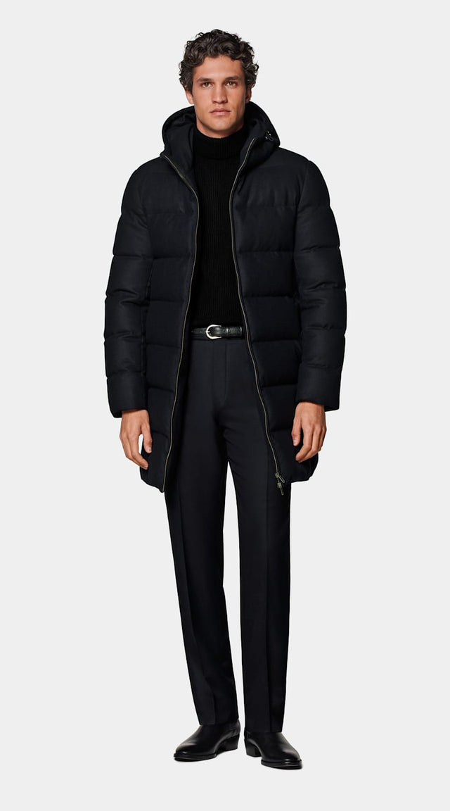 Navy Long Down Jacket