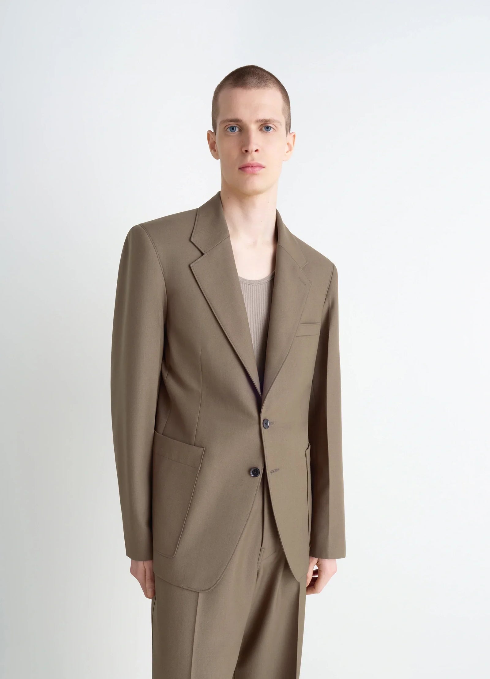 Tailored Single Breasted Jacket In Polywool