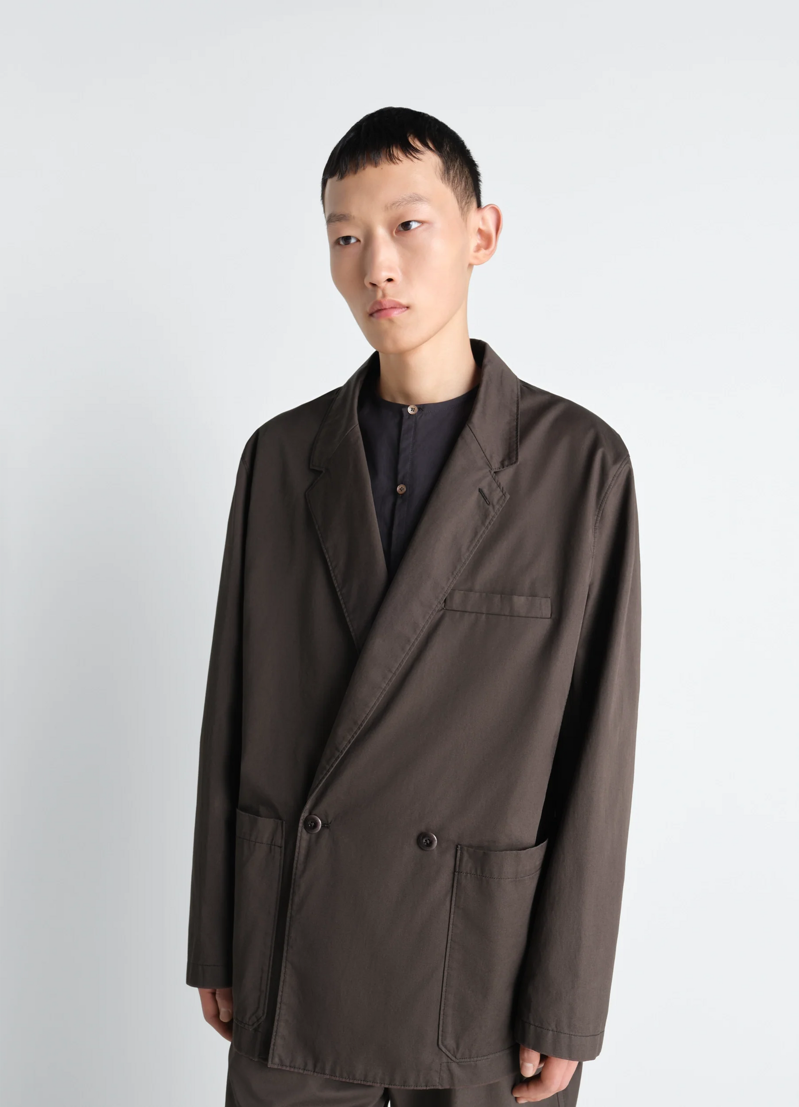 Double Breasted Workwear Jacket In Cotton Twill