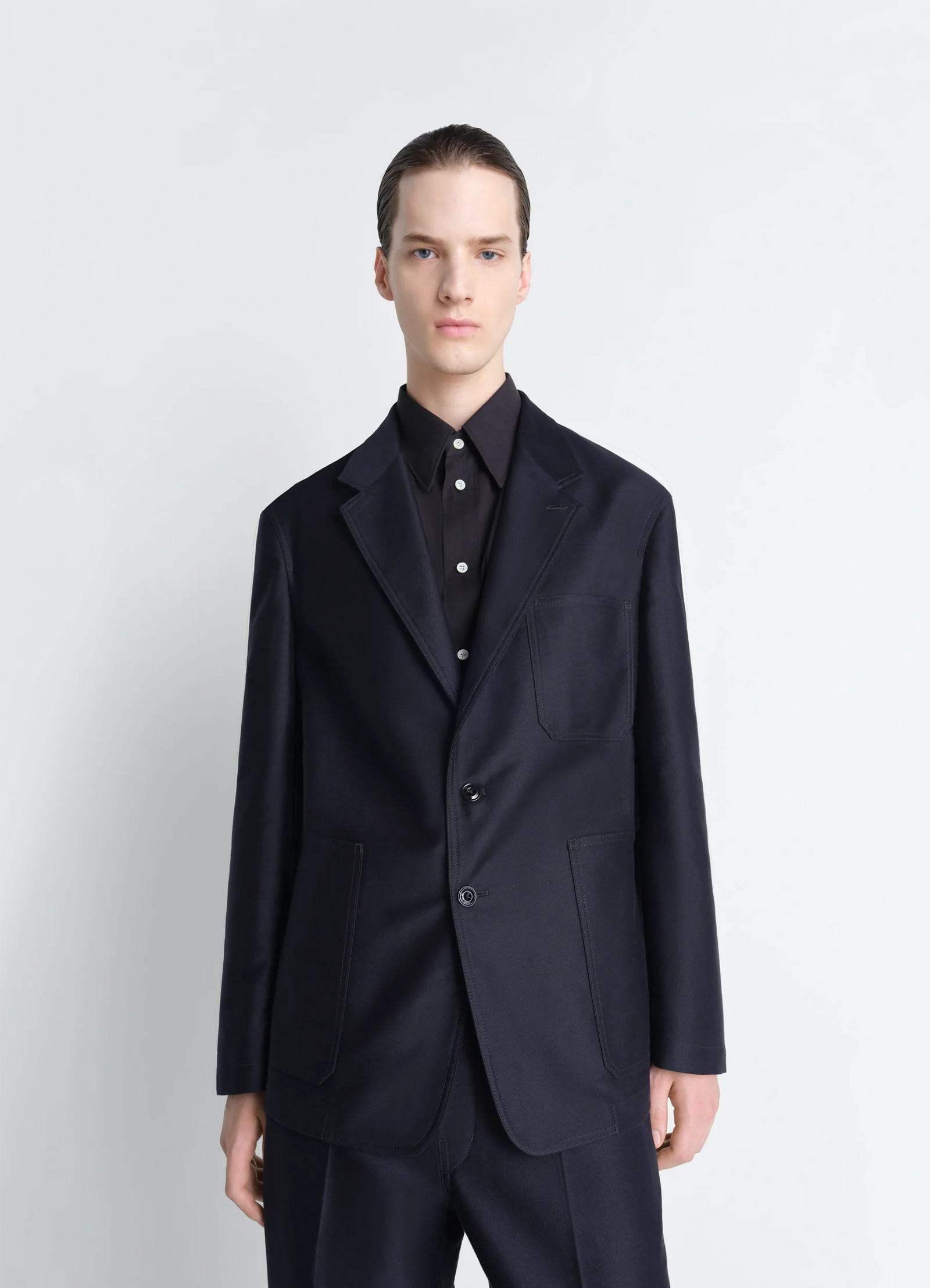 Single Breasted Workwear Jacket In Cotton Satin