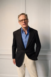 Navy Cashmere-Blend Unstructured Jacket
