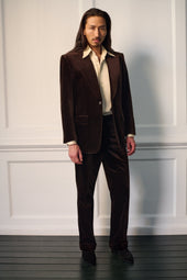 Brown Velvet Parallel Trousers