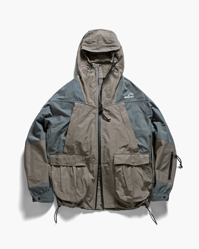 CASCADE OUTDOOR PROTECTION SYSTEM HOODED SHELL - BARELY SAGE / BLUESTONE WATER-REPELLENT 60/40 MOUNTAIN CLOTH