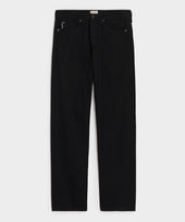 Relaxed Rigid Selvedge Pleated Jean in Black