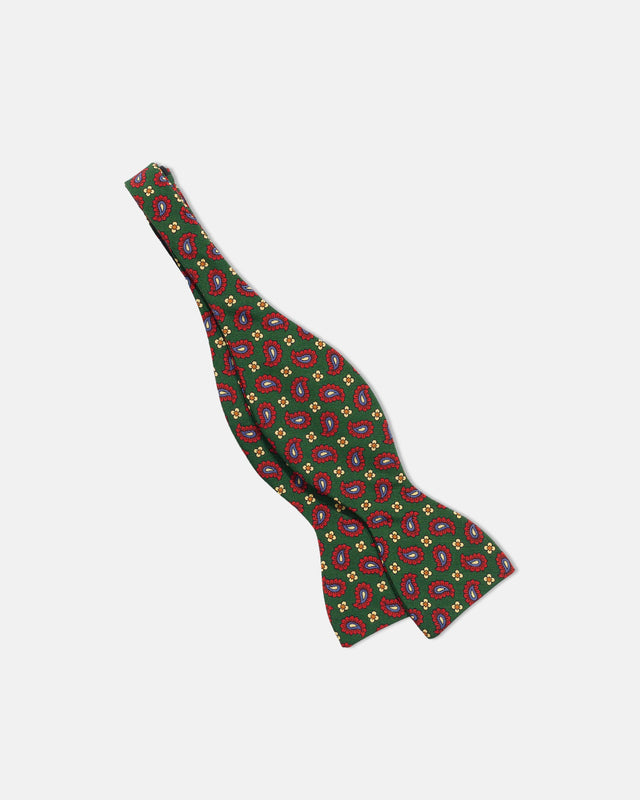 Green Red Paisley Irish Poplin Bow Tie