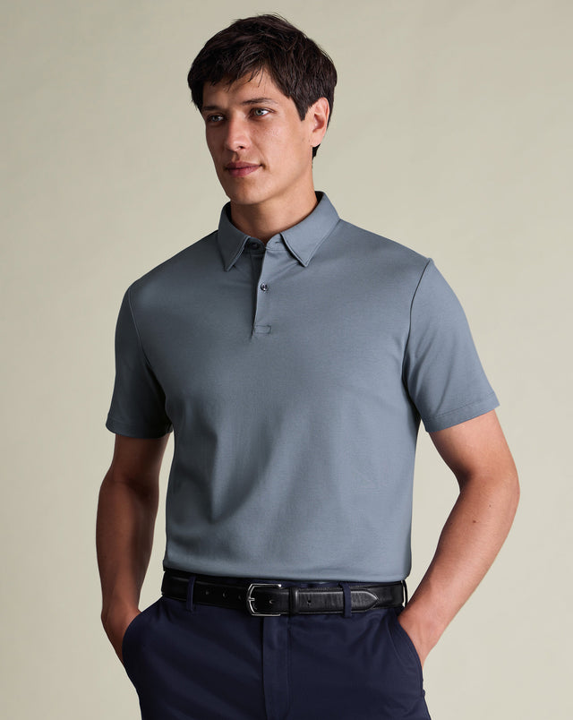 Smart Cotton Polo – Steel Blue
