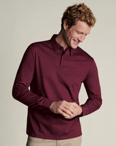 Long Sleeve Smart Cotton Polo - Wine
