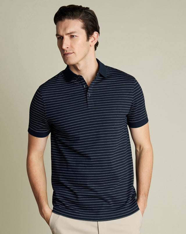 Pique Polo - Navy & White