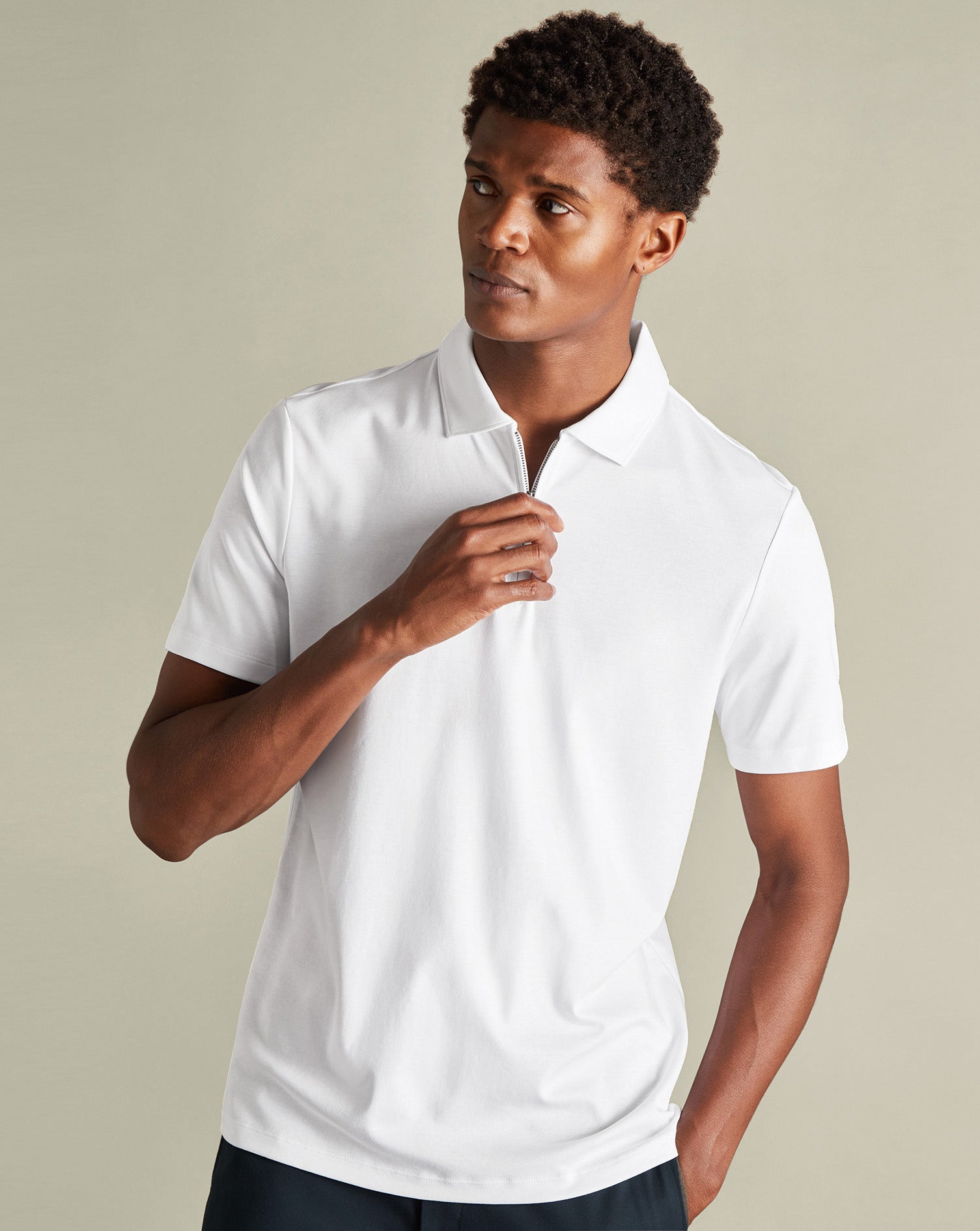 Zip Neck Jersey Polo