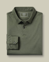 Long Sleeve Smart Cotton Polo Green