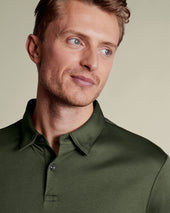 Long Sleeve Smart Cotton Polo Green