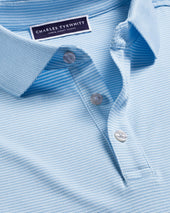 Striped Tyrwhitt Pique Polo Cornflower