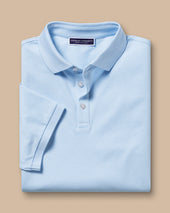 Striped Tyrwhitt Pique Polo Cornflower