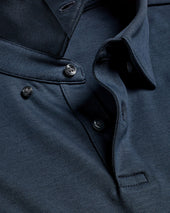 Long Sleeve Smart Cotton Polo Petrol Blue
