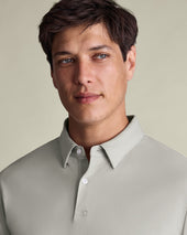 Long Sleeve Smart Cotton Polo Grey