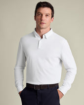 Long Sleeve Smart Cotton Polo - White