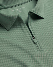 Performance Textured Zip Neck Polo Green