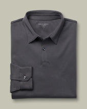 Long Sleeve Smart Cotton Polo Gray