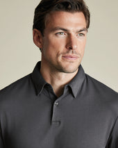 Long Sleeve Smart Cotton Polo Gray