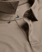 Long Sleeve Smart Cotton Polo Mocha