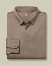 Long Sleeve Smart Cotton Polo Mocha