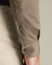 Long Sleeve Smart Cotton Polo Mocha