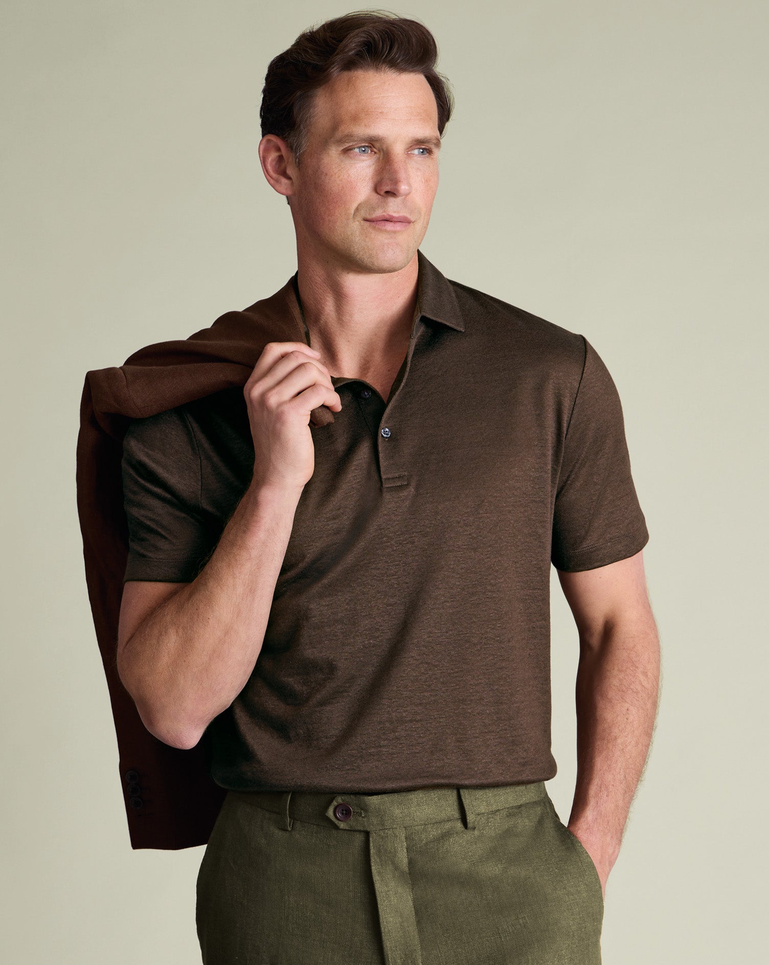 Pure Linen Polo Brown