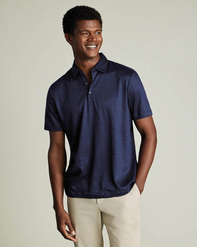 Pure Linen Polo - Navy