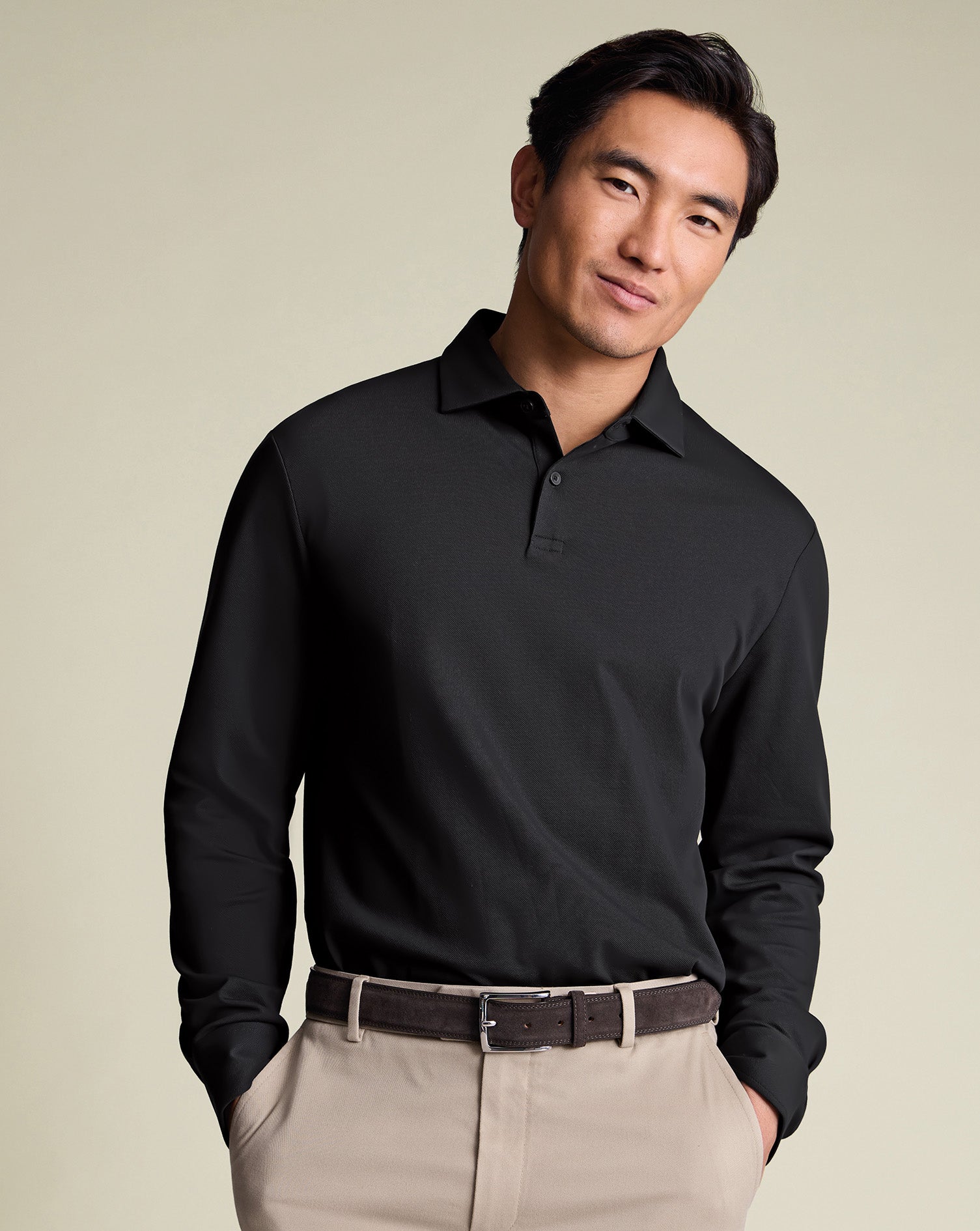 Long Sleeve Smart Pique Polo