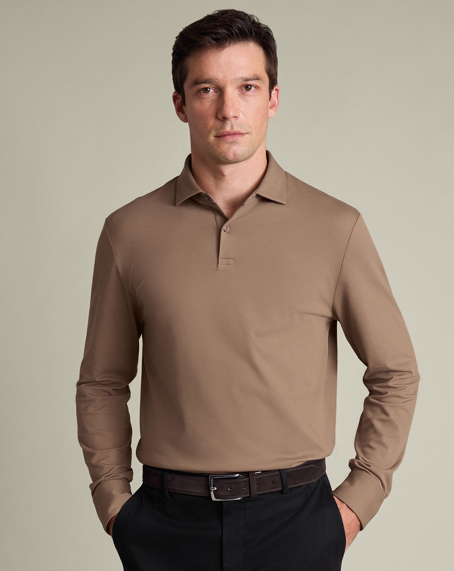 Long Sleeve Smart Pique Polo