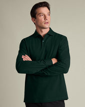 Long Sleeve Smart Pique Polo Dark