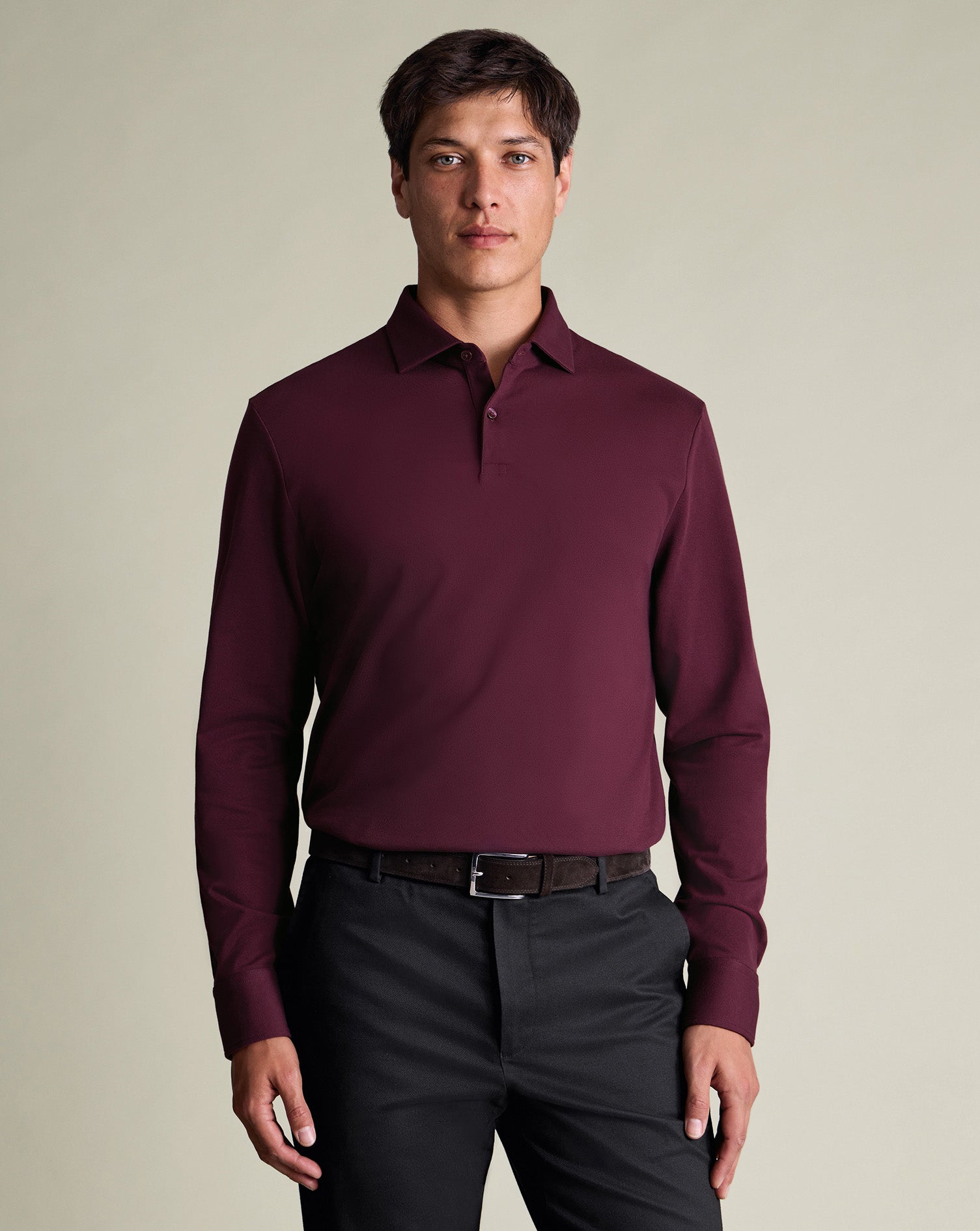 Long Sleeve Smart Pique Polo Red