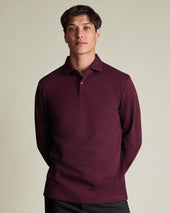 Long Sleeve Smart Pique Polo Red