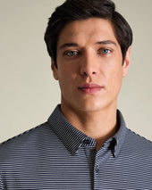 Smart Cotton Stripe Polo White