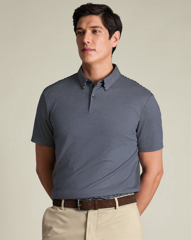 Smart Cotton Stripe Polo – Navy & White