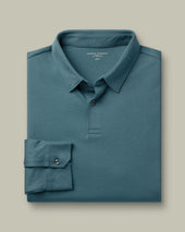 Long Sleeve Smart Cotton Polo Green