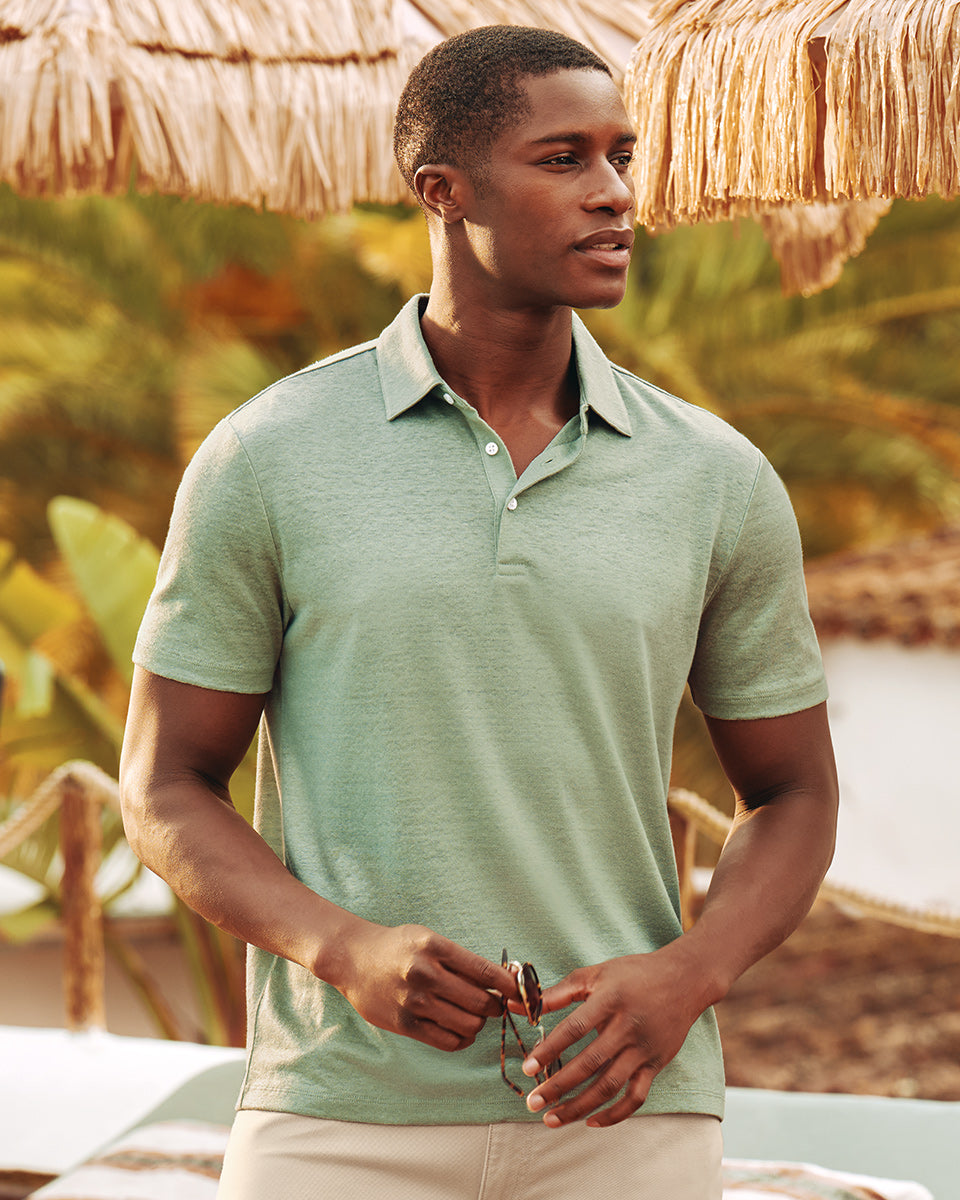 Linen Polo Light Green