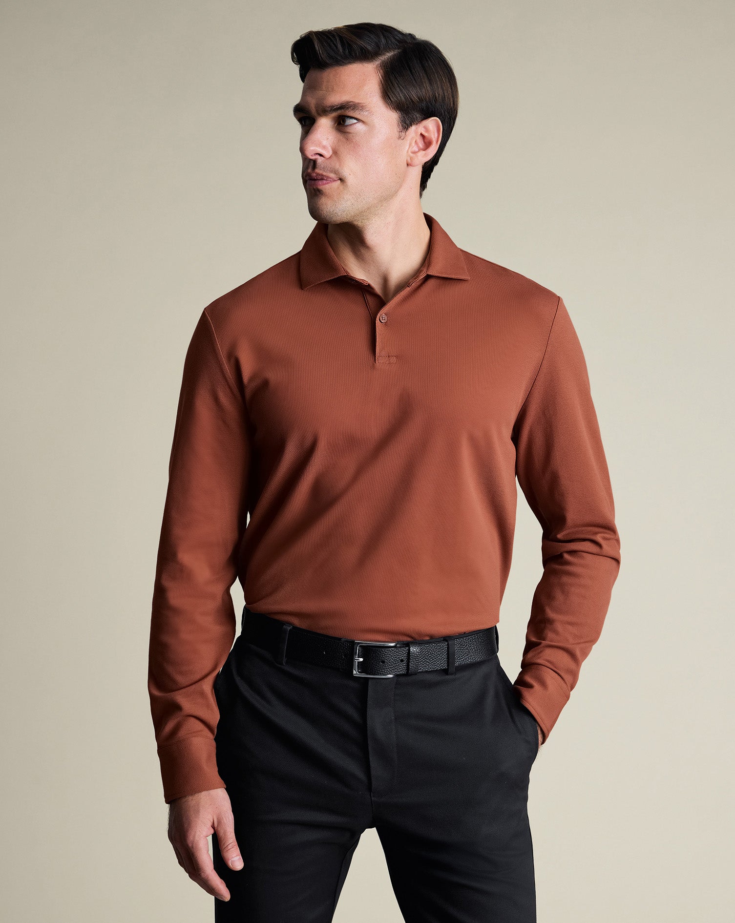 Long Sleeve Smart Pique Polo