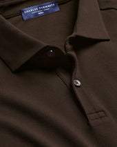 Long Sleeve Smart Pique Polo Brown