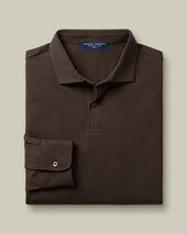 Long Sleeve Smart Pique Polo Brown