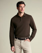 Long Sleeve Smart Pique Polo – Chocolate Brown