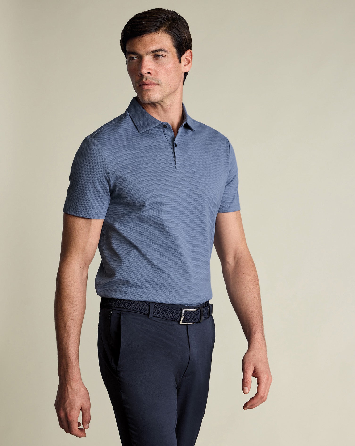 Performance Texture Polo Petrol Blue