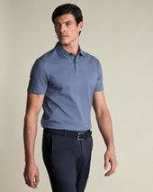 Performance Texture Polo – Petrol Blue